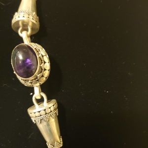 Sterling Silver Cord Necklace w Amethyst Clasp